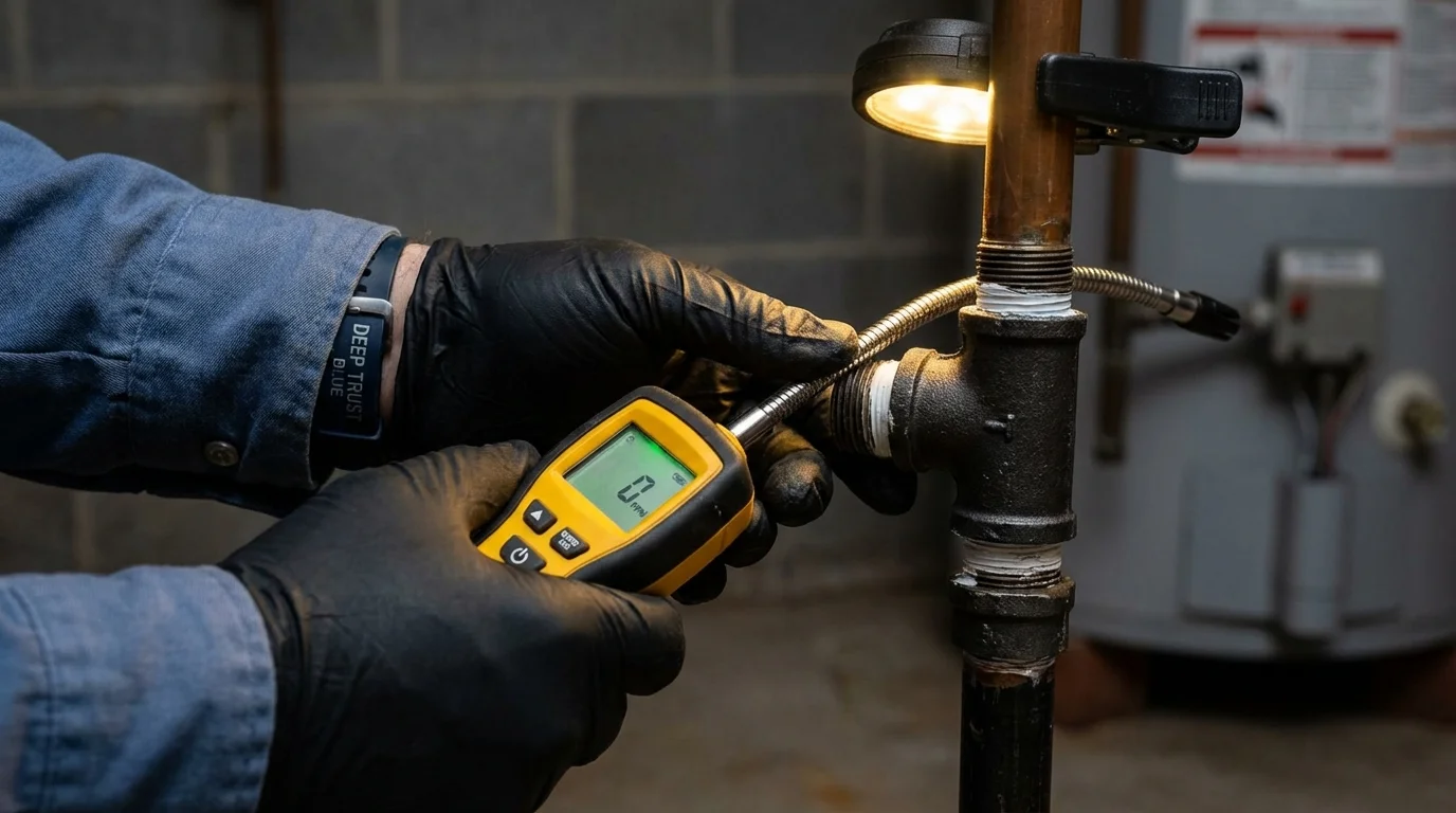 Gas leak detection with electronic sniffer by Johns Plumbing LLC in North Adams