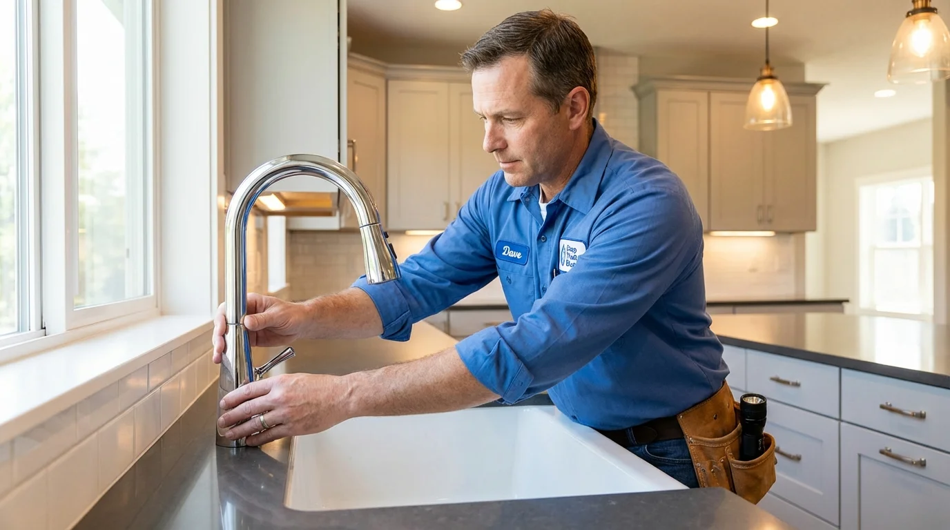 Kitchen faucet installation by Johns Plumbing LLC in North Adams