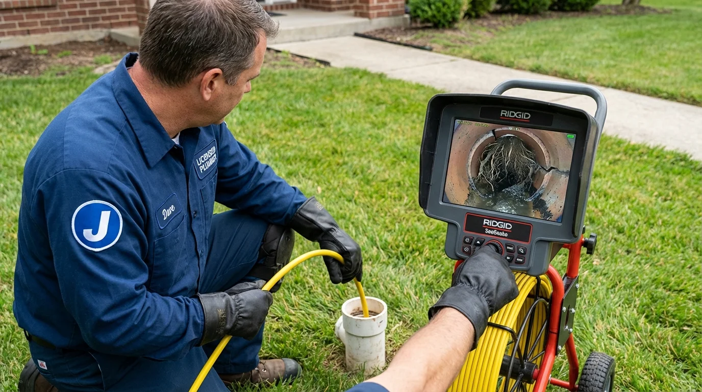 Sewer camera inspection being performed by Johns Plumbing LLC in North Adams