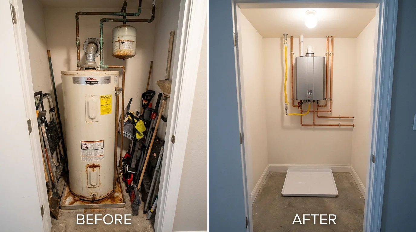 Tank water heater versus wall-mounted tankless unit comparison for North Adams, MA homeowners